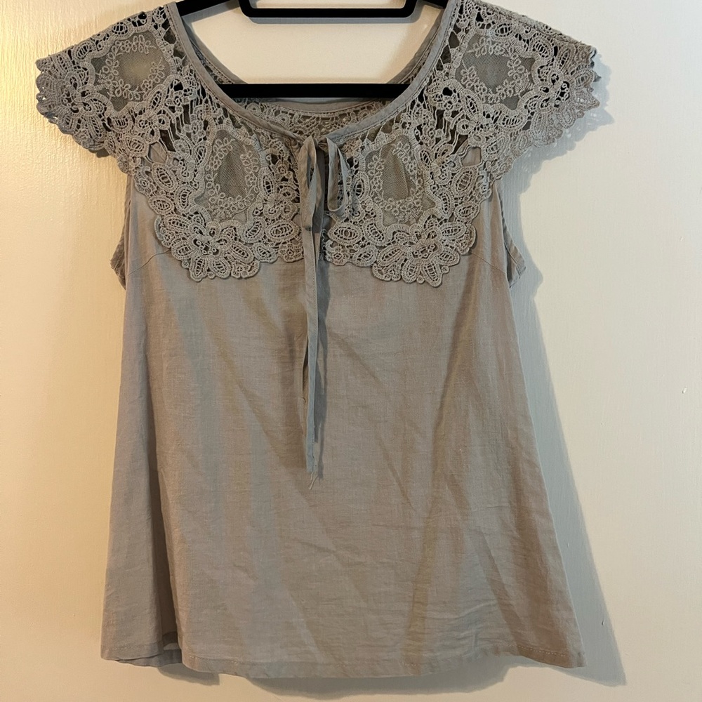 Lace and linen top